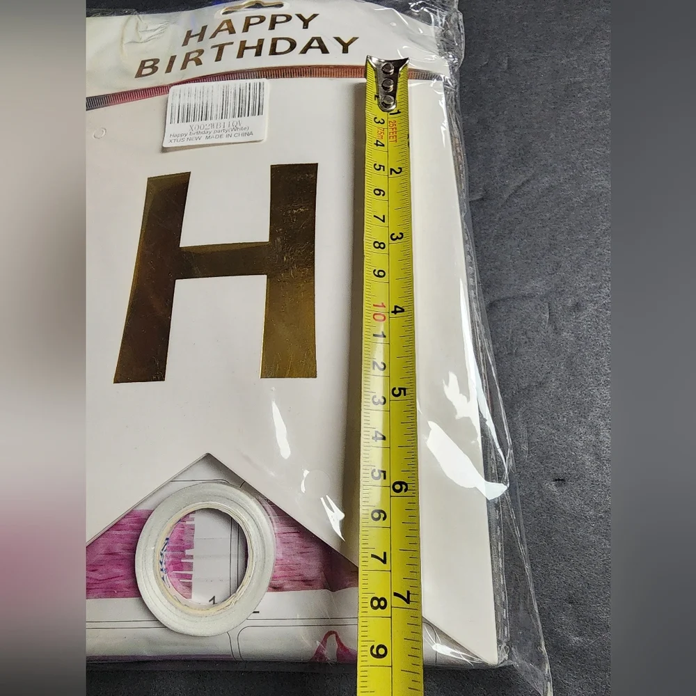 Happy Birthday Banner Gold‎ Hanging Decor Party Supplies New